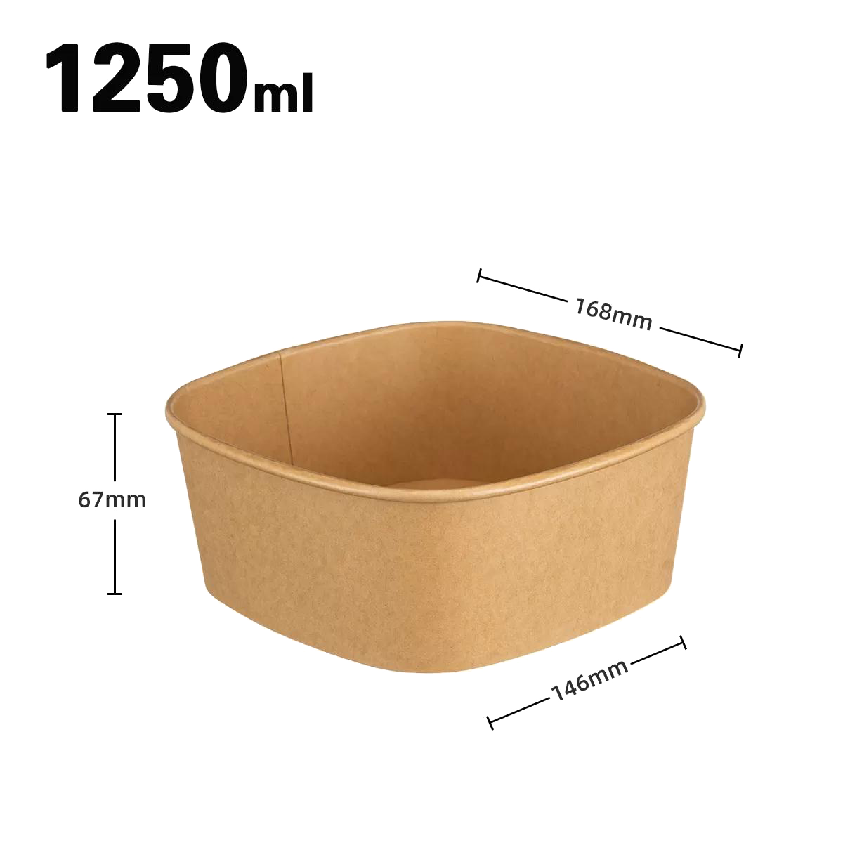 1250ml-168-Square Paper Bowl
