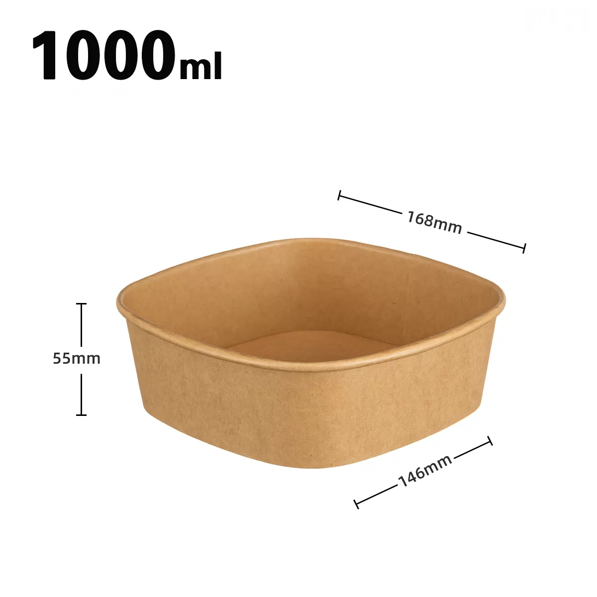 1000ml-168-Square Paper Bowl