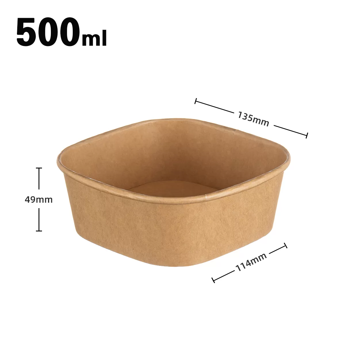 500ml 135 square paper bowl