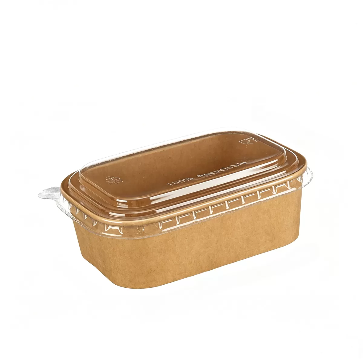 rectangle paper bowl with pet domed lid